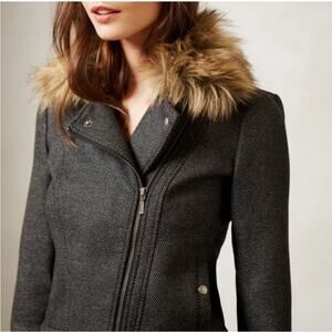 Cartonnier‎ Anthropologie Jolie Moto Jacket Faux Fur Womens Size 0